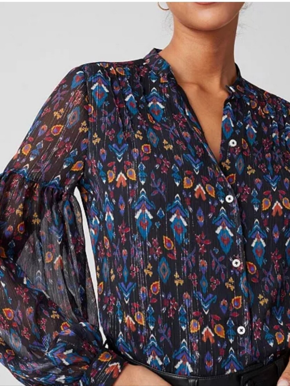 Untuckit For Her Boho Floral Button-Front Blouse | Long Sleeve